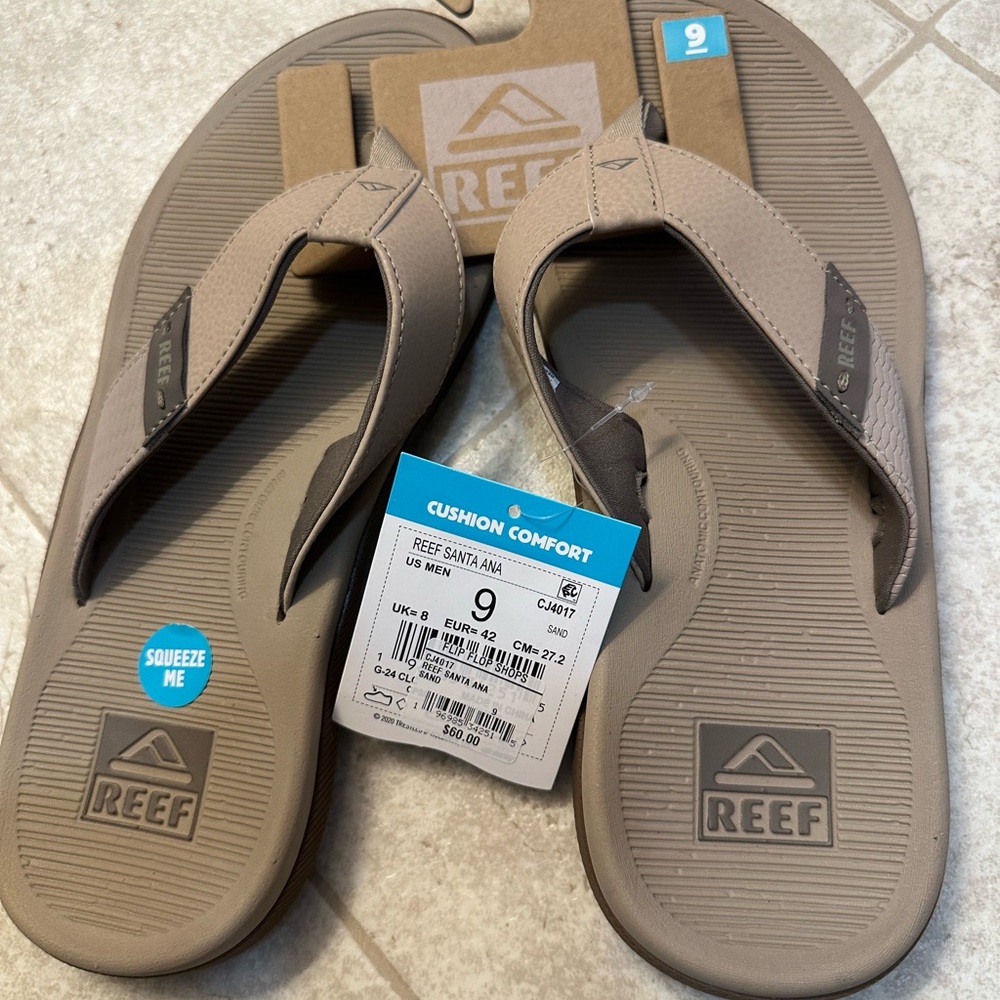 Reef Santa Ana Flip Flop Sandal Size 9 Mens Sand Brown